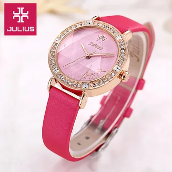 

Top Julius Lady Women's Watch Japan Quatrz Fashion Hours Real Leather Clock Rhinestone School Girl's Birthday Valentine Gift Box