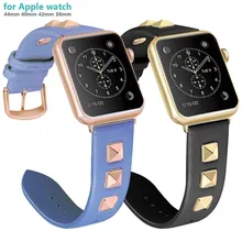 Ремешок из натуральной кожи для Apple Watch Band 44 мм 40 браслет iwatch series 5 4