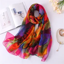 2019 New Women's Spring Silk Scarf Soft Scarves Large Size Shawls Wraps Ladies Summer Pashmina Female Bandana Hijab Foulard
