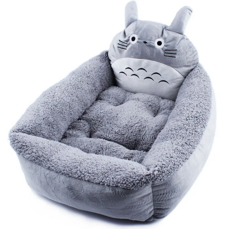 cheap Pet Bed Soft Kennel Pet Sofa Cushion Cat Mats Cartoon Dog House Small Dog Sleeping Grey totoro Mat Nests