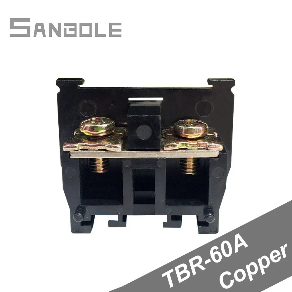 

TBR-60A Terminal Block 60A/600V General Purpose Connection Terminals 4-10mm2 Black Connector Plate Copper (10PCS)