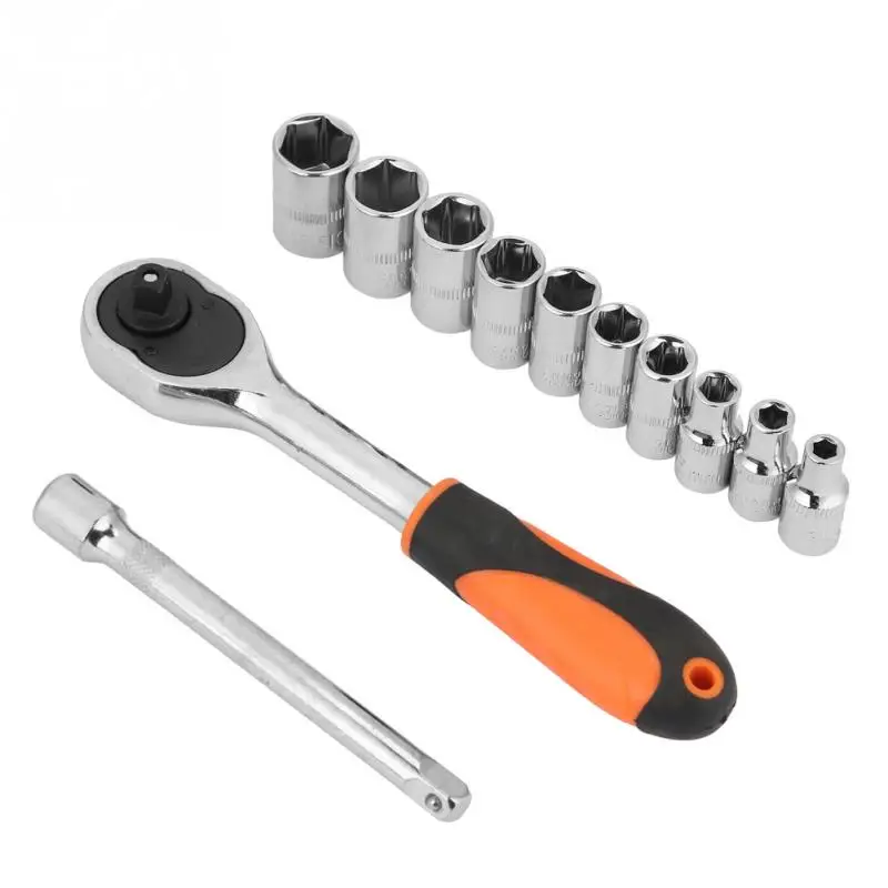 

12pcs 1/4" Ratchet Wrench Multi-size Wrench Socket Set Repairing Hand Tools Kit