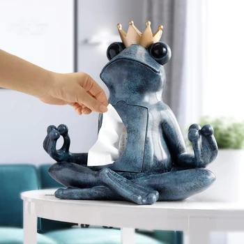 Tabletop Frog Statue Ornament Tissue Box