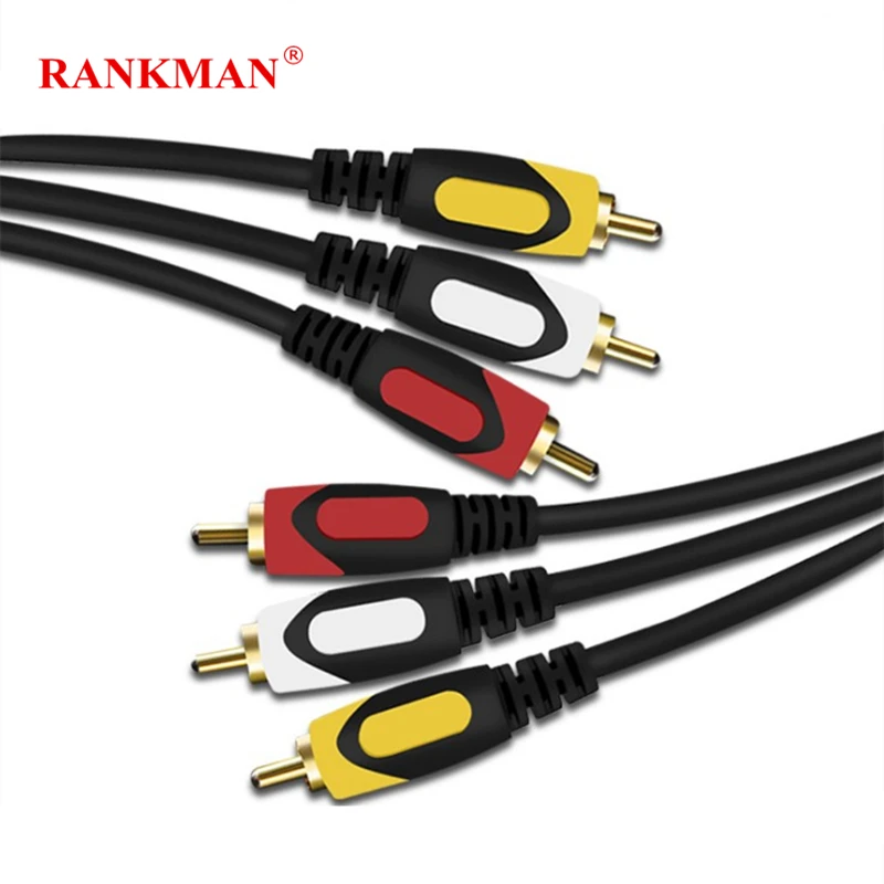 

Rankman 3RCA to 3RCA Jack Cable Male to Male Audio Video Cable AUX AV RCA Line for PC Laptop DVD TV Amplifier Monitor