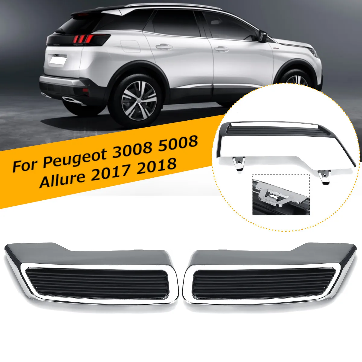 

2Pcs Car Tail End Pipe Exhaust Muffler Cover Trim For Peugeot 3008 5008 For Allure 2017 2018 Car Styling Auto Replacement Kit