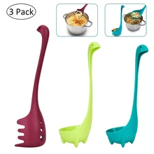 

3Pcs Plastic Spaghetti Strainer Soup Spoon Colander Cartoon Dinosaur Loch Ness Monster Spoons Kitchen Utensil Tool Spoon Set