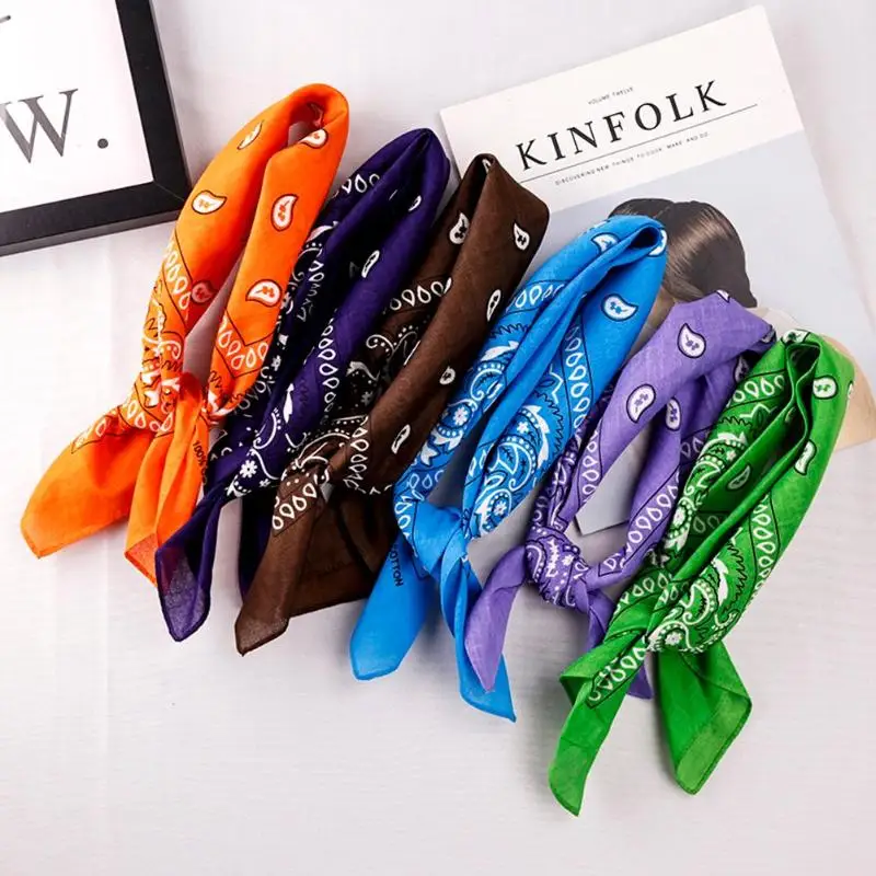 Hip Hop Unisex Women Men Shawl Cashew Flower Print Square Scarf Hair Band