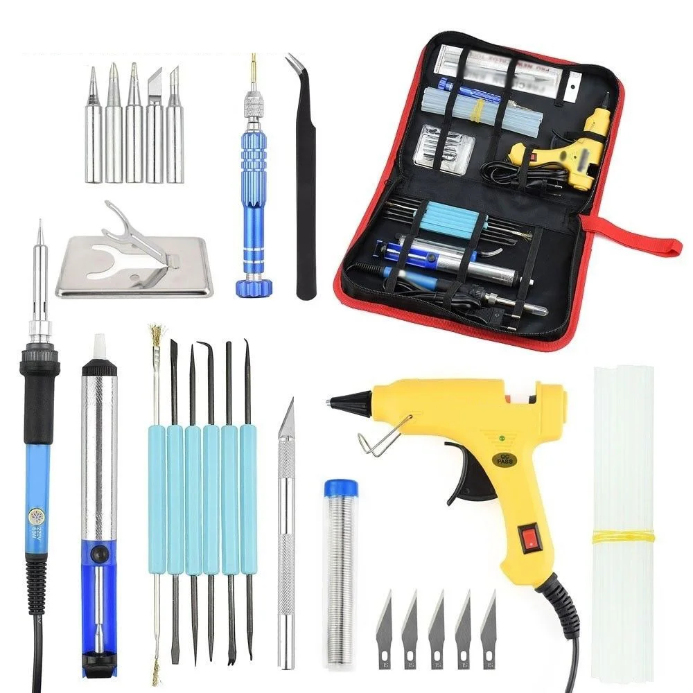 

1set of new Electric Soldering Iron Kit Welding Tools Tip Storage Bag 220V 60W US/EU Plug high quality accessory parts