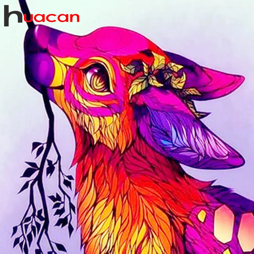 

Huacan Diamond Embroidery Animals Home Decoration Diamond Mosaic Deer Full Square Drill Diamond Painting Cross Stitch Kits Gift