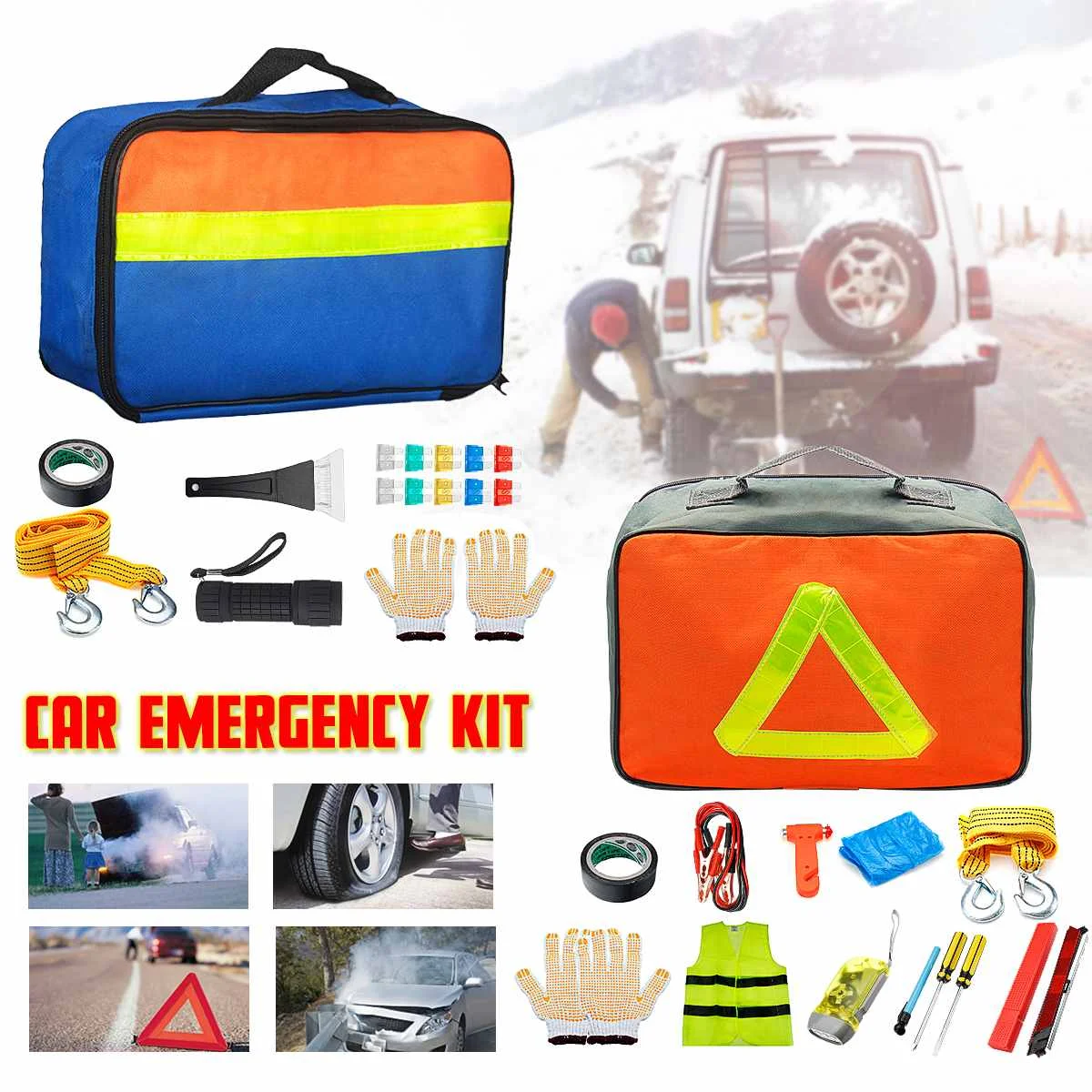 

Universal Car Emergency Kit Vehicle Road Rescue Tool Outdoor Safety Survival Equipment Set Sport Travel Kit Unlock Car Repair
