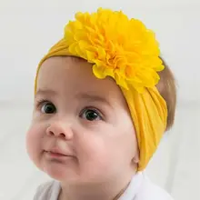 Детская Хлопковая повязка с цветком и бантиком для маленьких девочек; повязка на голову с милым тюрбаном; повязка на голову; цвет черный, зеленый, розовый