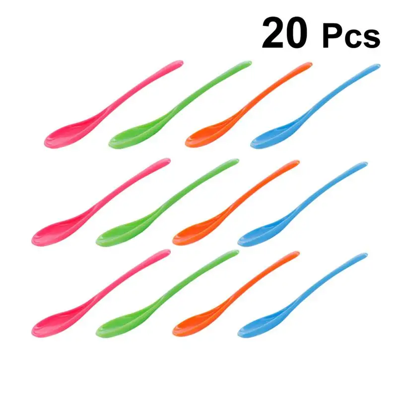 

20Pcs Feeding Measuring Spoons Plastic Spoon Kit Ice Cream Spoon Baking Utensil Set Kitchen Accessories (Random Color)