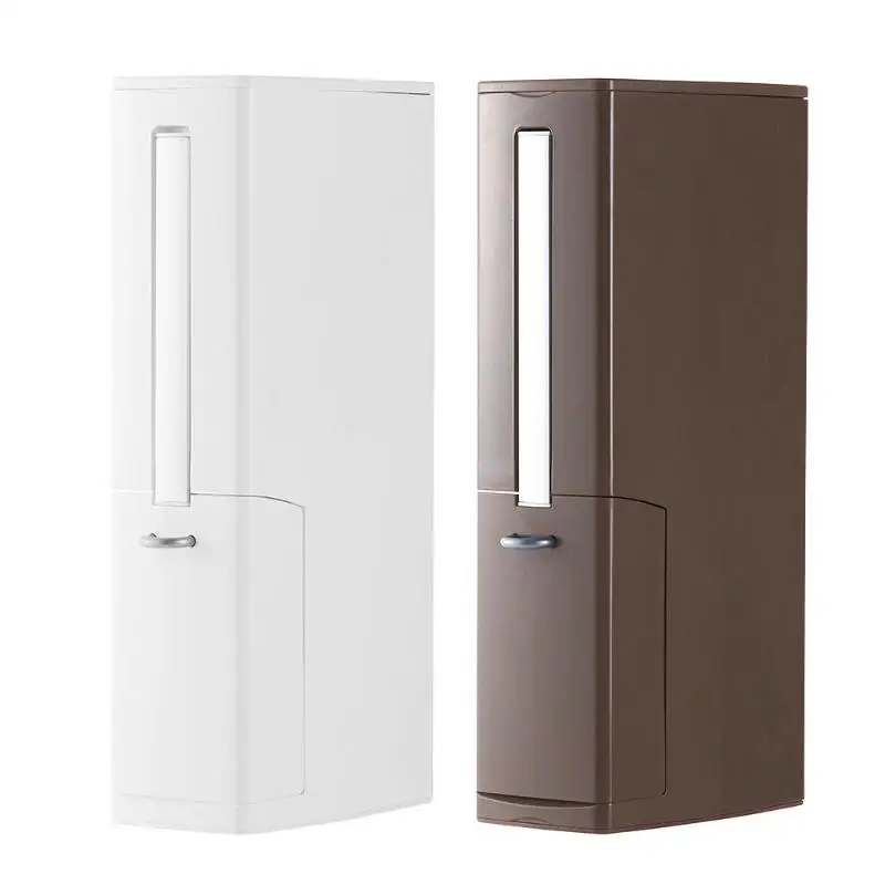 

One-piece Plastic Bathroom Trash Can with Toilet Brush Waste Dustbin Garbage Bucket Bathroom Space Saving Trash Can Toilet Brush