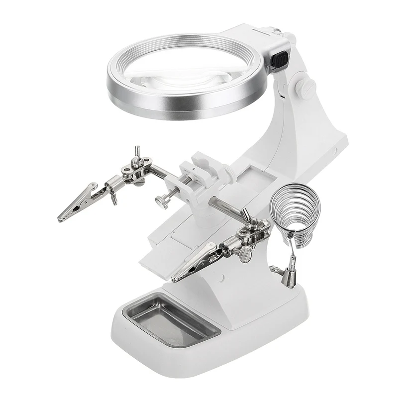 

Multifunctional Welding Magnifier LED Helping Hand Soldering Iron Stand Magnifying 3X/4.5X Len Magnifier Clamp Tool