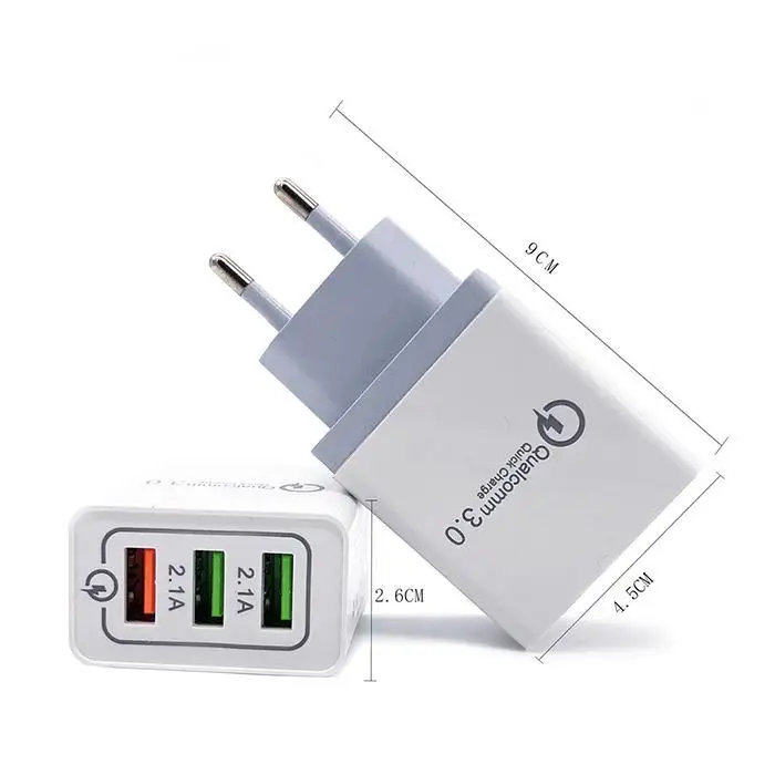 

3 Ports Quick Charge 3.0 USB Charger Power Adapter for Mobile Phones QC3.0 Travel Fast Charger