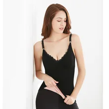 Женская осенне-зимняя утепленная Регулируемая Майка без стального кольца, сексуальные кружевные топы, сохраняющие тепло нижнее белье