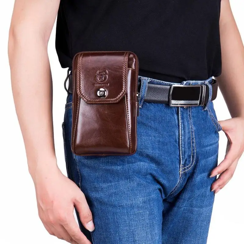 BULLCAPTAIN повседневное для мужчин плечевой ремень сумки кожа Crossbody телефонные чехлы путешествия талии Fanny Packs 2019 новый мужской сумка