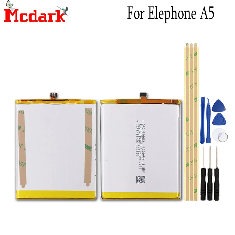 

For Elephone A5 Battery Replacement High Quality Large Capacity 4000mAh Back Up Bateria For Elephone A5 Smart Phone+tools