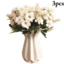 3PCS Simulation Flower Chamomile Artificial Flower Lifelike Chrysanthemum Fake Flower Simulation Flower Home Decoration Supplies