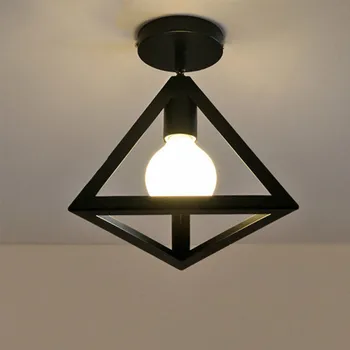 

Nordic style triangle black ceiling light with E27 bulb iron foyer bed room study corridor ceiling lighting fixtures