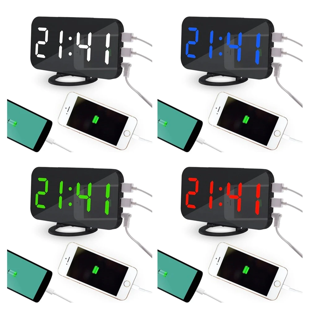 

Creative LED Digital Alarm Table Clock Brightness Adjustable for Home Office Hotel