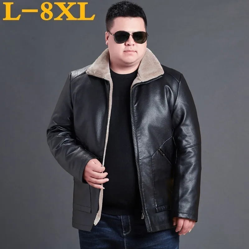 new plus size 8XL 7XL sheepskin coat men genuine leather mens jacket