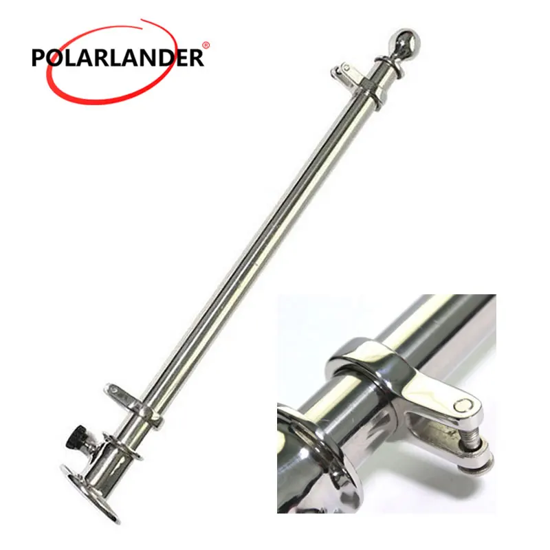 316 Stainless Steel Polished Boat 18/" 457mm Flag Staff Pole w// Socket Base