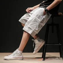 Новые летние шорты мужские модные однотонные Прямые повседневные шорты человек уличная тенденция дикий хип хоп свободные рабочие ветер