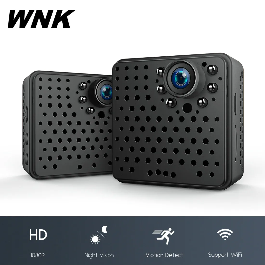 

WNK Mini IP Camera 1080P HD P2P Infrared Night Vision Security Camera 2.0MP Wireless Outdoor WIFI Camera Support 128G TF Card