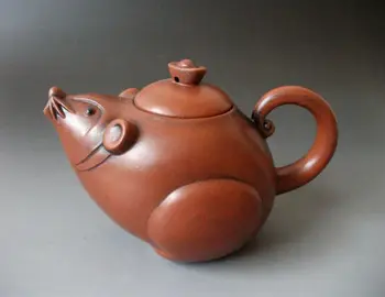 

Collectable Chinese Yi Xing Purple Clay Zodiac Animal Mouse Shape Teapot Exquisite Small Statues