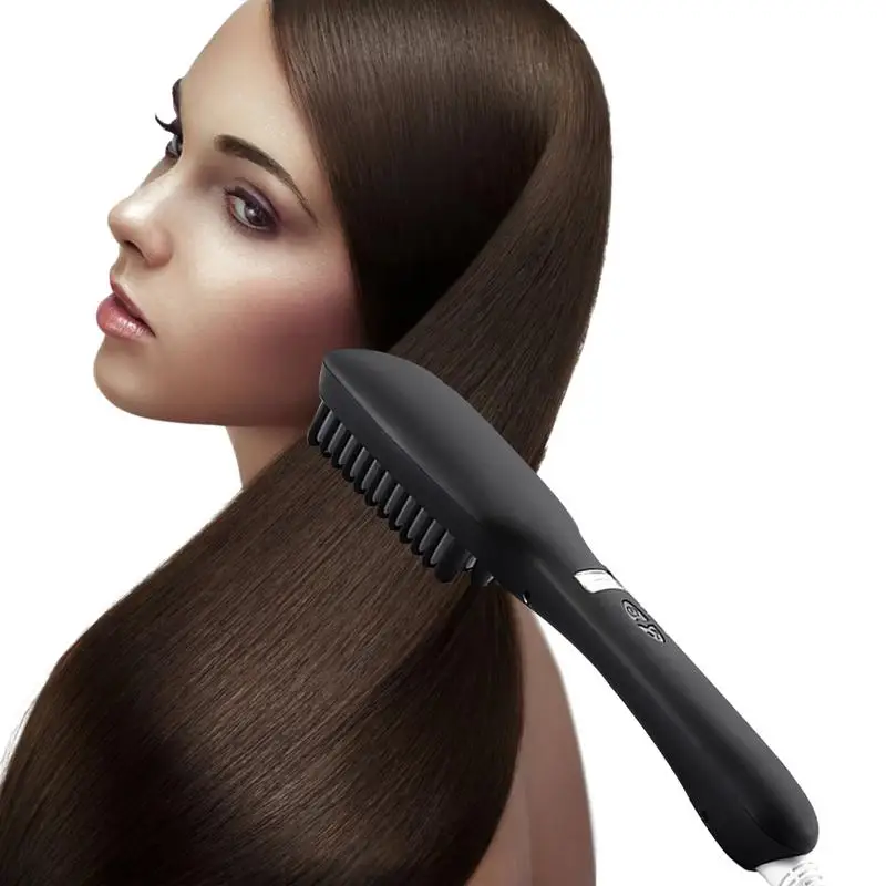 

2-in-1 Negative Ion Hair Straightener Comb MCH Ceramic Heating LED Display 5-level Adjustable Hair Styling Brush