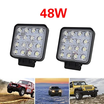 

Square 48W LED Work Light 12-30V Spot&Flood For Offroad ATV Truck Tractor Motorcycle Driving Fog Light Spotlight