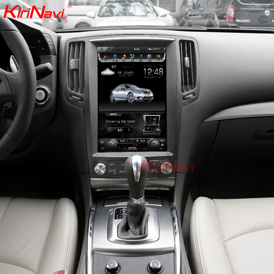 Perfect KiriNavi Vertical Screen Tesla Style Android 8.1 12.1" Car Radio GPS Navigation For Infiniti G37 G35 G25 G37S Car Dvd Multimedia 5