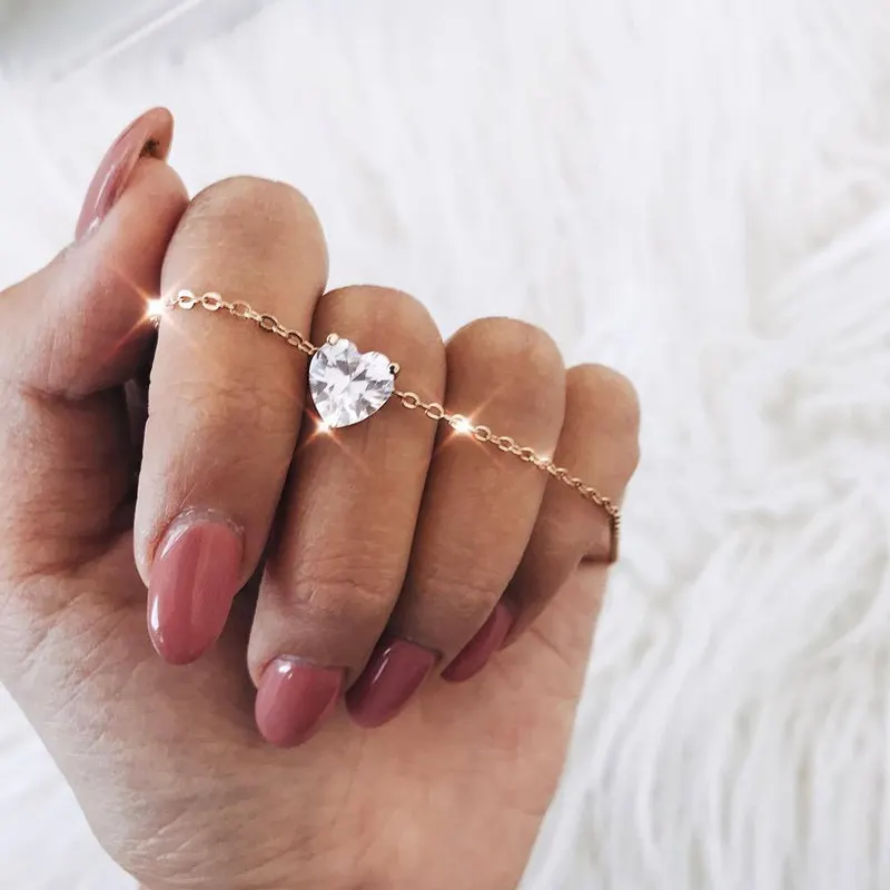 

Crystal Gold Color Heart Pendant Necklaces for Women 2019 Fashion Jewelry Party Birthday Female Gift Shiny Rhinestone Necklace