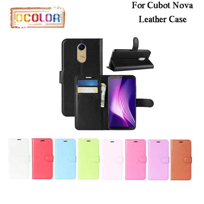 ocolor For Cubot Nova Flip PU Business Leather Case Plain Color Credit Card Holder Wallet Bag 5.5'' | Мобильные телефоны и