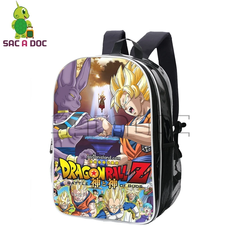 

Anime Dragonball Z Battle of Gods Backpack Super Saiyan Goku Vegeta Beerus PU Backpack Students Book Bag Waterproof Travel Bag
