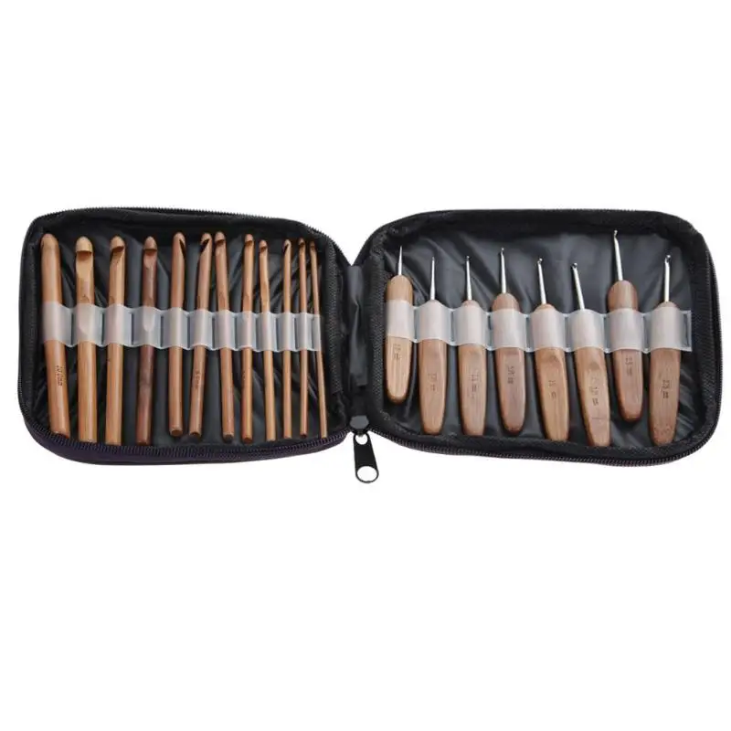

20Pcs Bamboo Crochet Hooks Knitting Weave Needles Set with Case