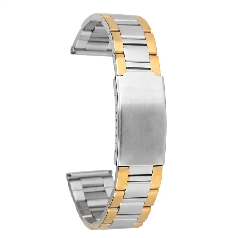 

20 MM Elegant Gold-silver Two Tone Watch Strap Solid Stainless Steel Watch Strap Folding Clasp with Safety Buckle Watch Band