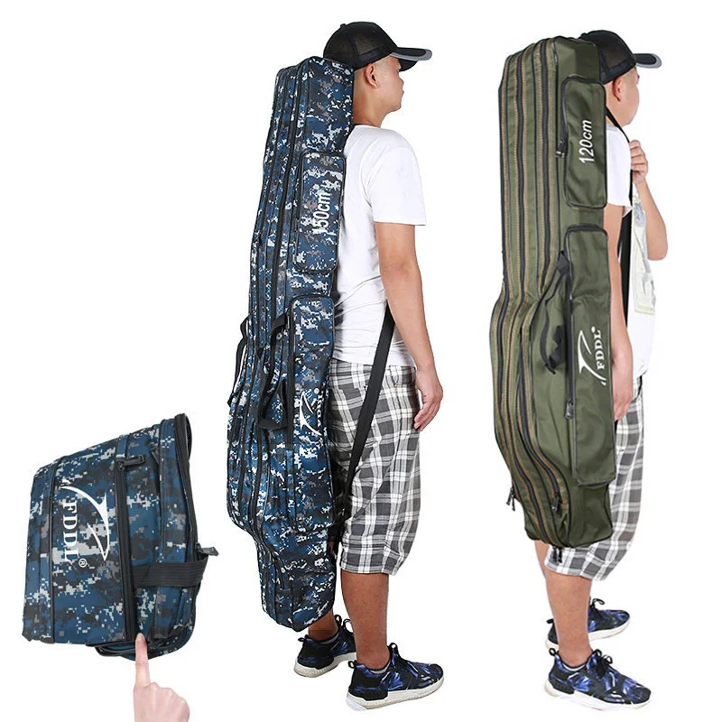 Folding Fishing Bags 120cm 150 cm Canvas 3-Layer Portable Rod Reel Pole Storage Bag Pesca Tackle | Спорт и развлечения