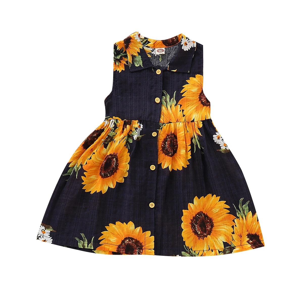 

Cute Toddler Kids Baby Girls Sunflower Dress Princess Sleeveless High Waist Tutu Dresses Clothes