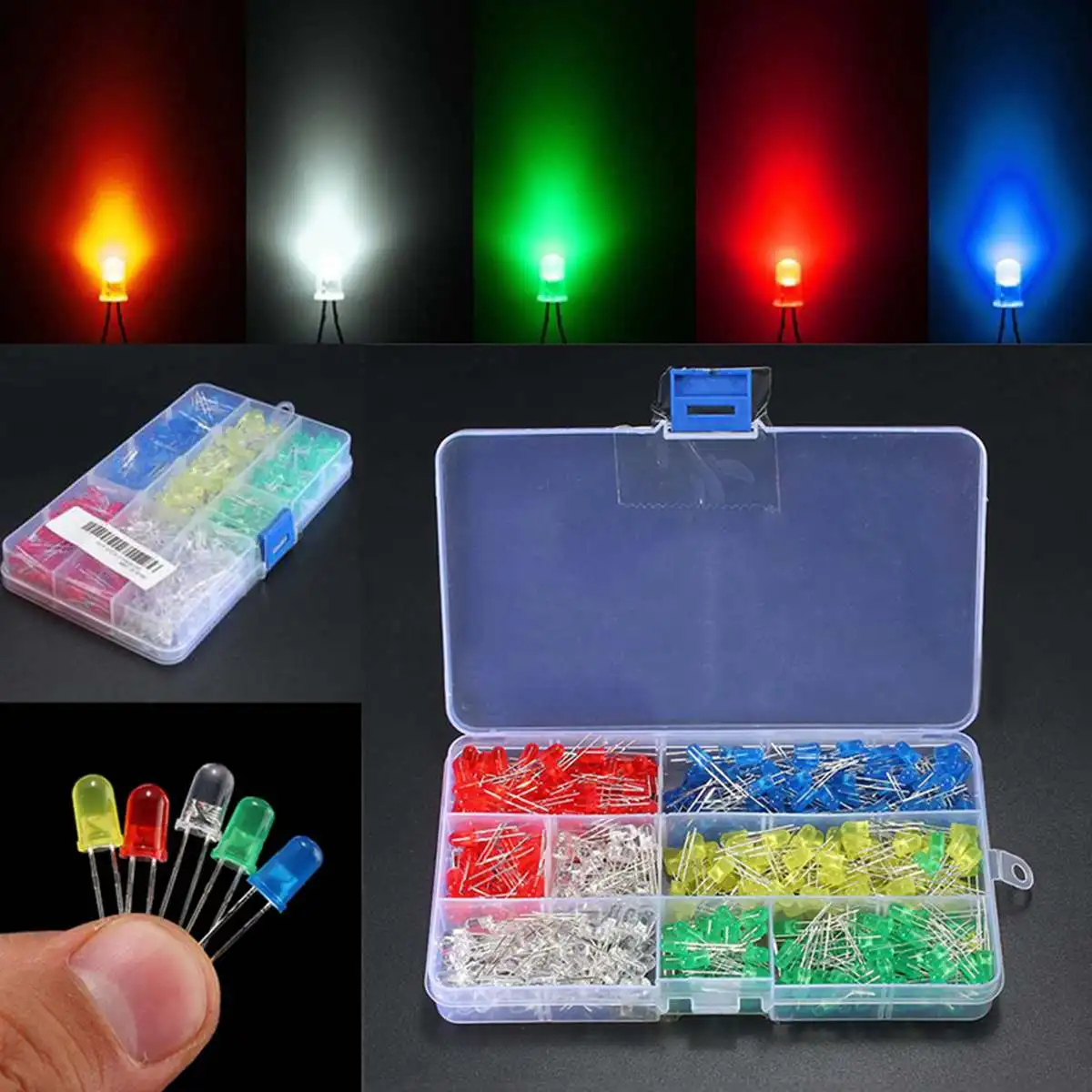 

500pcs 3mm LED diode Light Assorted Kit DIY LEDs Set White Yellow Red Green Blue electronic diy kit