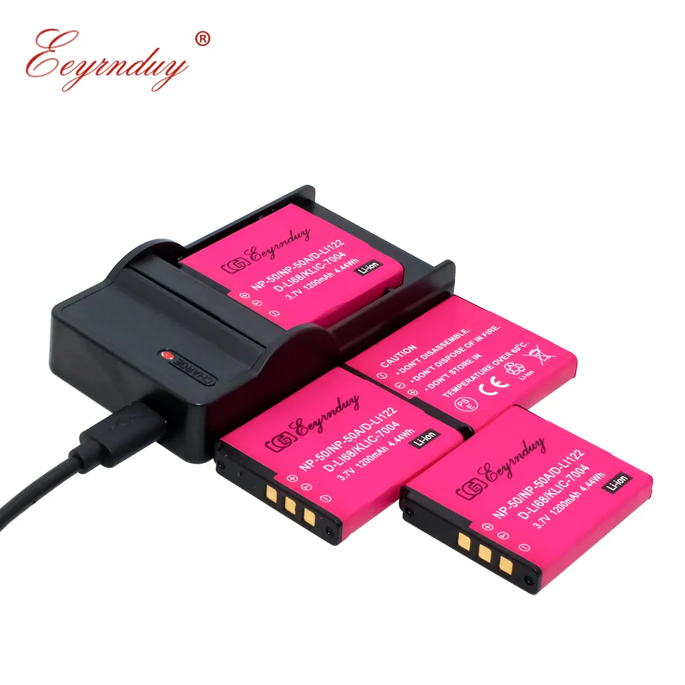 

KLIC-7004 Li-ion Battery (4-Pack) and USB Charger for Pentax D-LI68 D-LI122 K7004 Q Q7 Q10 Q-S1 Optio A36 S10 S12 VS20