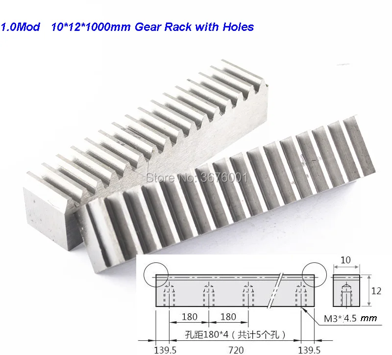 

2Pcs 1.0Mod 10*12*1000mm Straight Toothed Spur Gear Rack CNC Zipper With Hole Gear Pitch 3.14mm Gear Depth 2.25mm