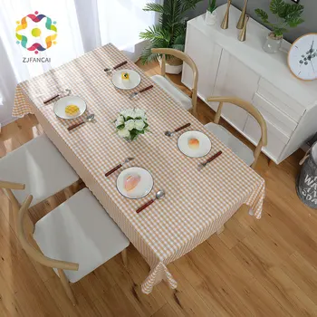 

PVC Small Plaid Rectangular Tablecloth Waterproof Oilproof Home Dining Room Table Cover Kitchen Tablecover