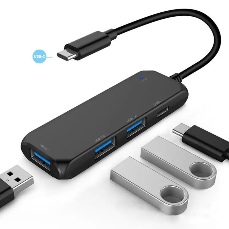 Автомобильный Кабель сплиттер адаптер типа C 3 USB 2 0 порта s PD зарядный порт тонкий