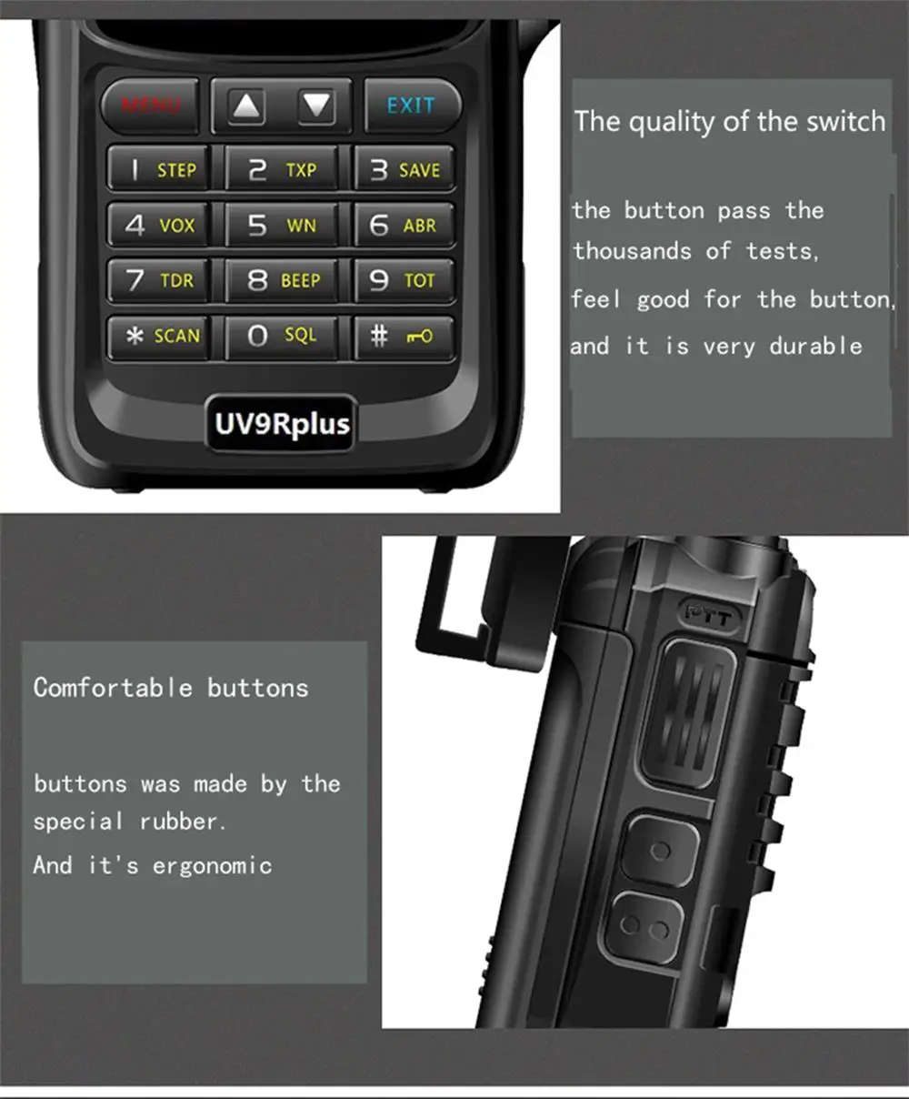 UV 9R plus Walkie Talkie автомобильный Водонепроницаемый 10 Вт для двухстороннего радио