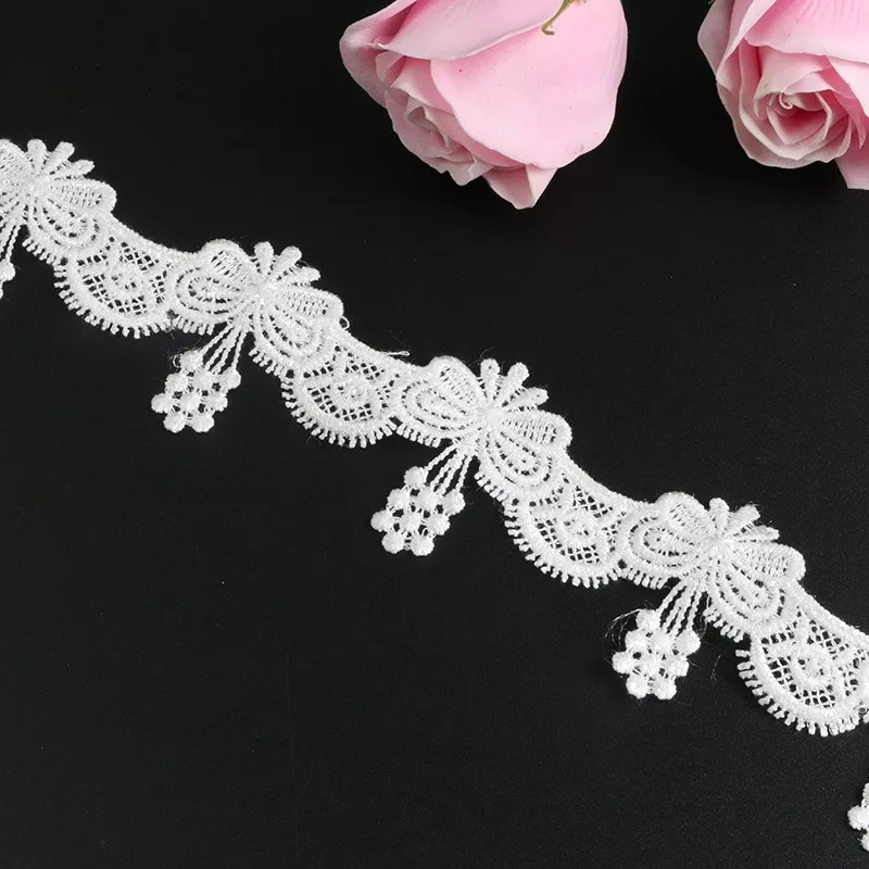 

Lace Fabric Trim Flower Grape Embroidery Water Soluble 4.5cm Width DIY handmade Clothing jewelry accessories White 1 Yard/lot