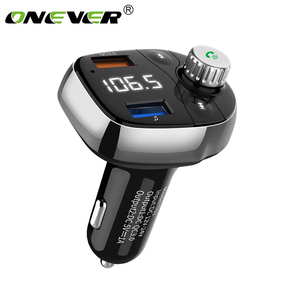 Bluetooth Car FM Transmitter Player Dual USB Quick Charge LCD Display