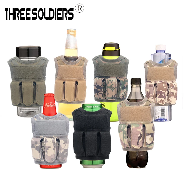 Tactical Beer Bottle Cover Military Mini Molle Vest Personal Drink Set Adjustable Shoulder Strap With EDC tool Pouch | Спорт и