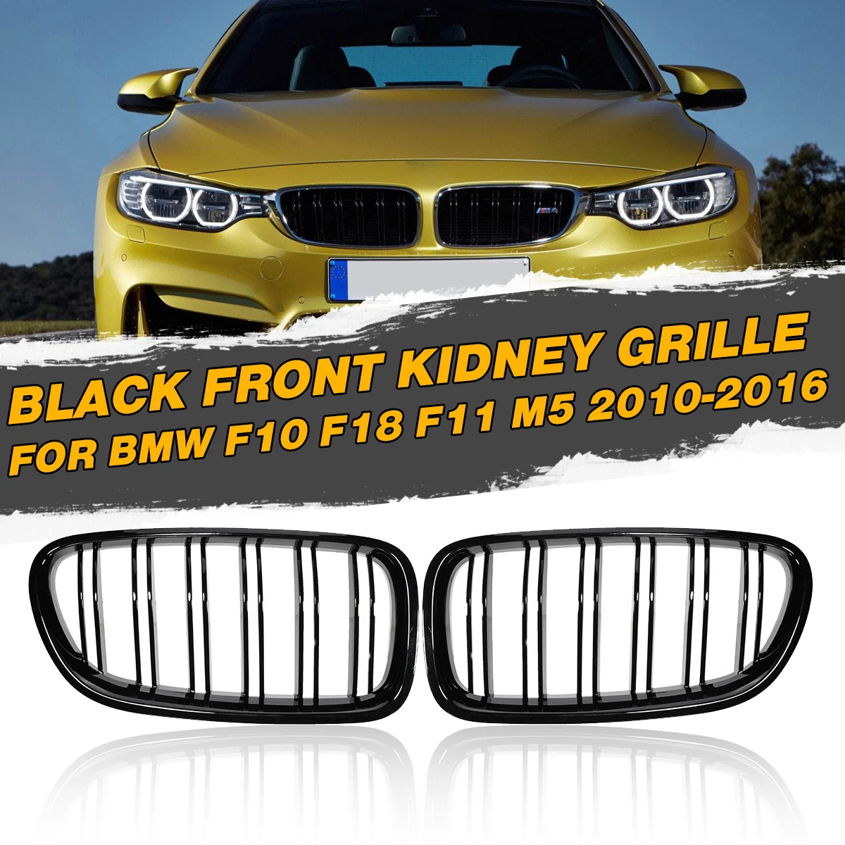 buy Car Racing Grills Front Sport Kidney Grill Grilles Gloss Black for BMW F10 F18 F11 M5 2010 2011 2012 2013 2014 2015 2016